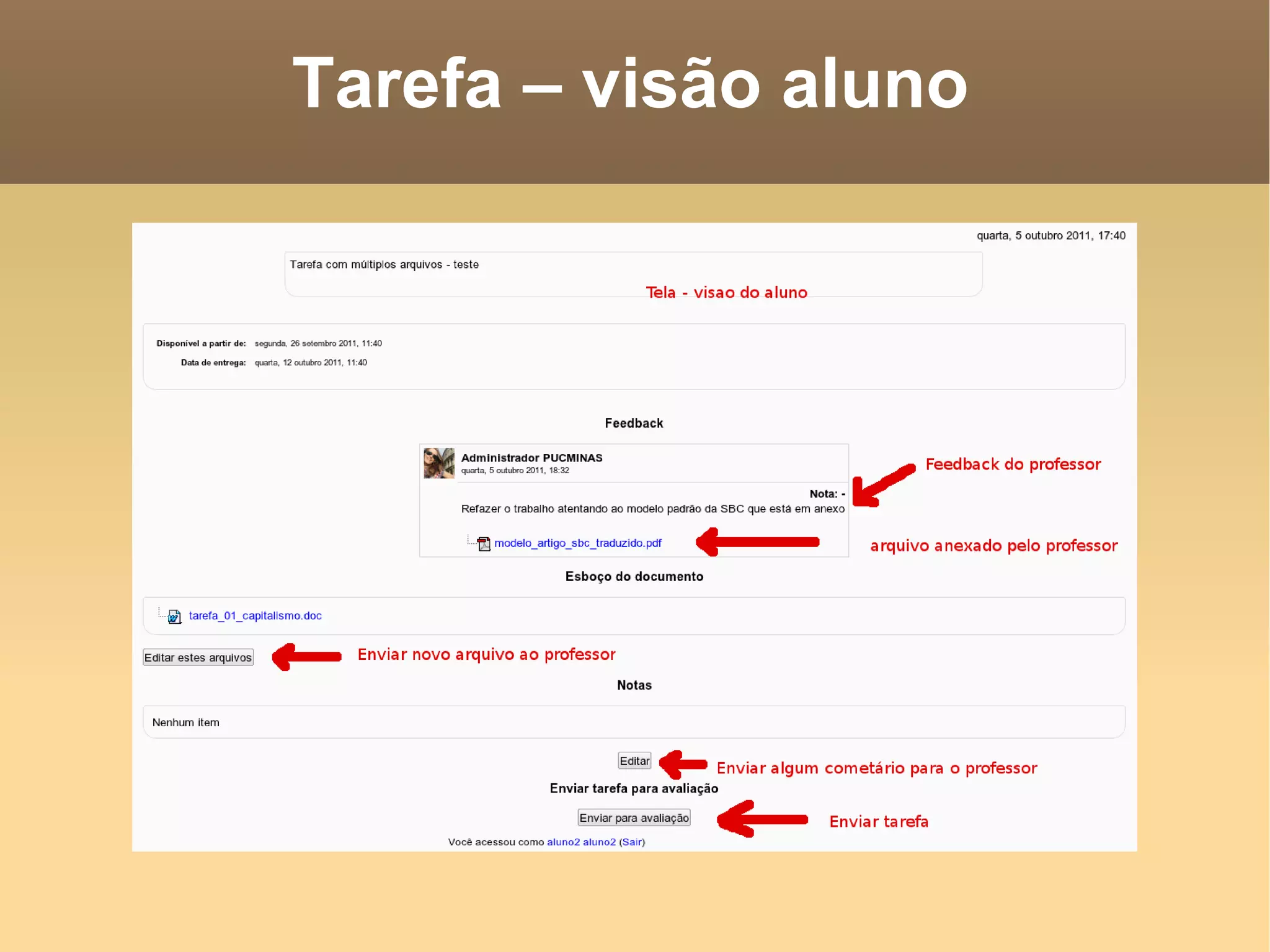 Tarefa – visão aluno 