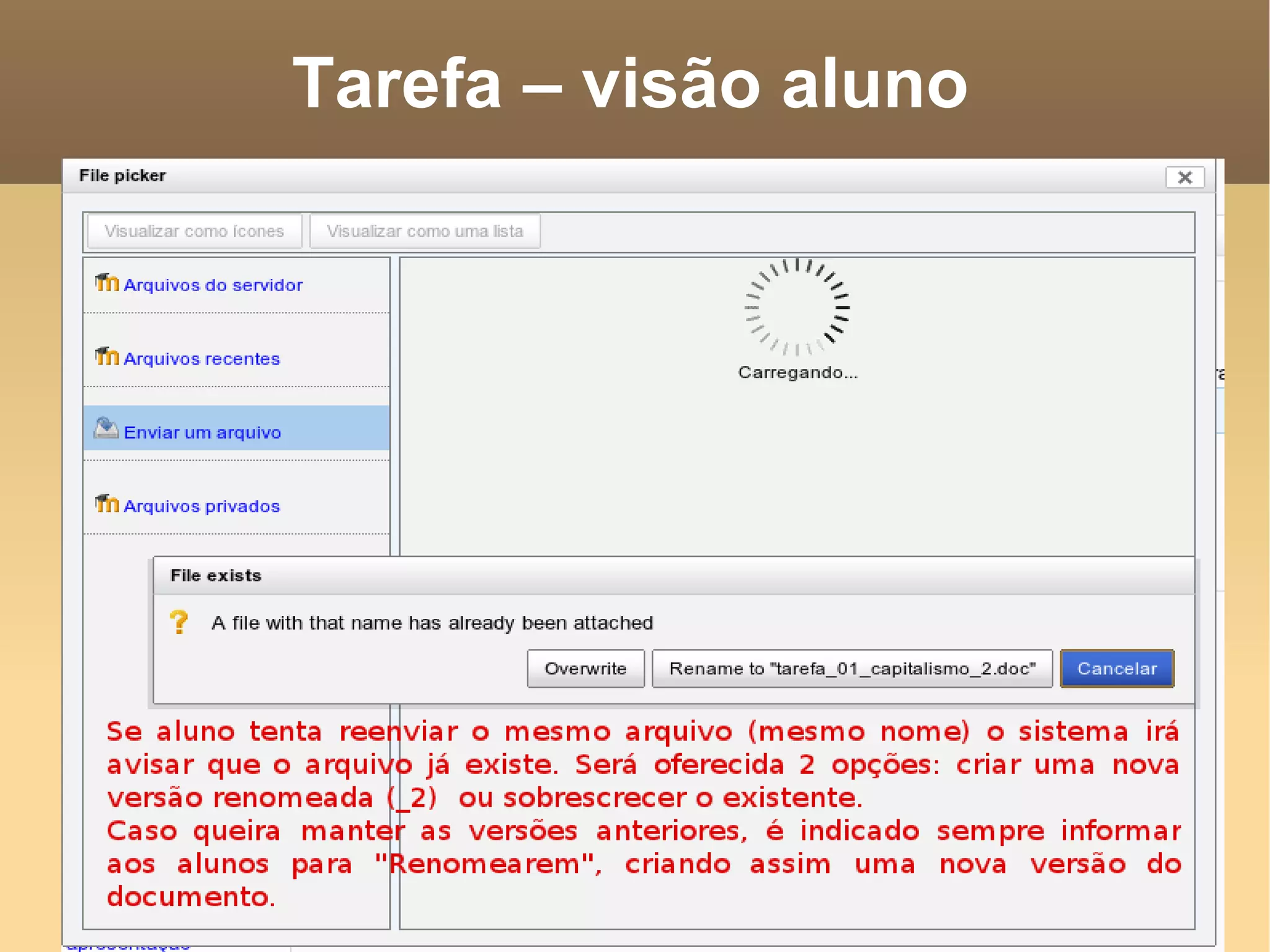 Tarefa – visão aluno 