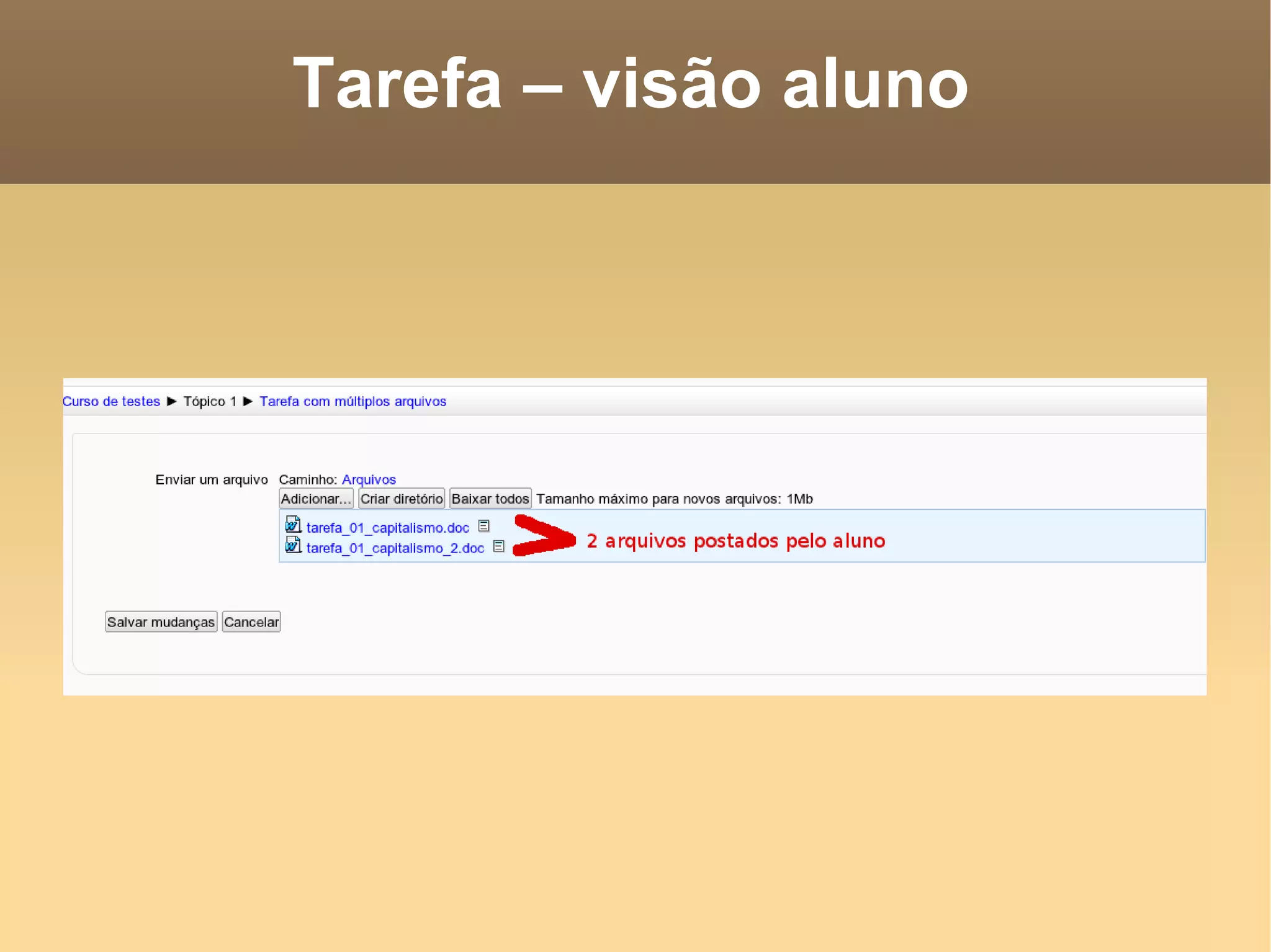 Tarefa – visão aluno 