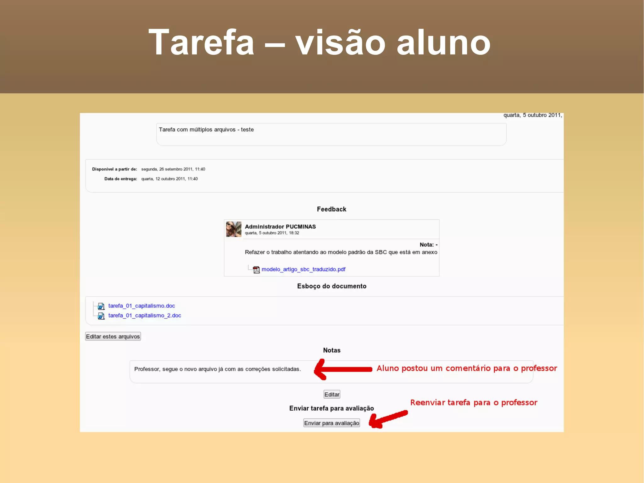 Tarefa – visão aluno 
