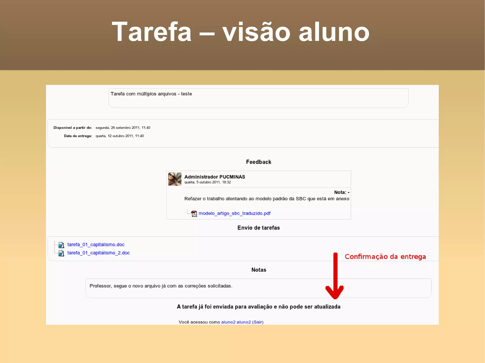 Tarefa – visão aluno 