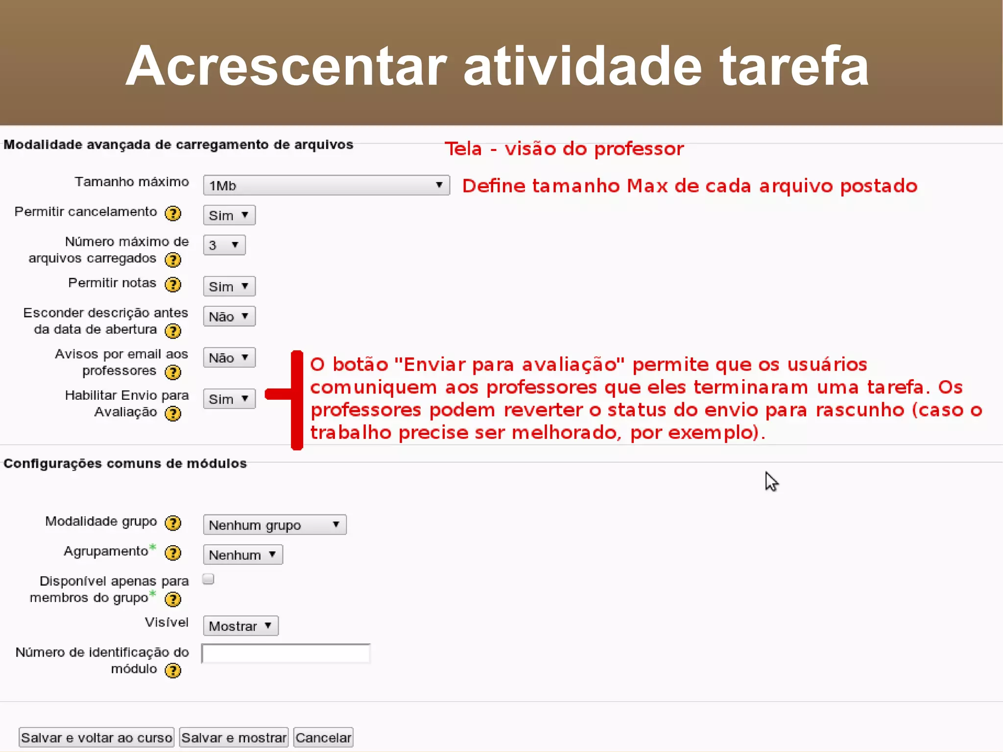 Acrescentar atividade tarefa 