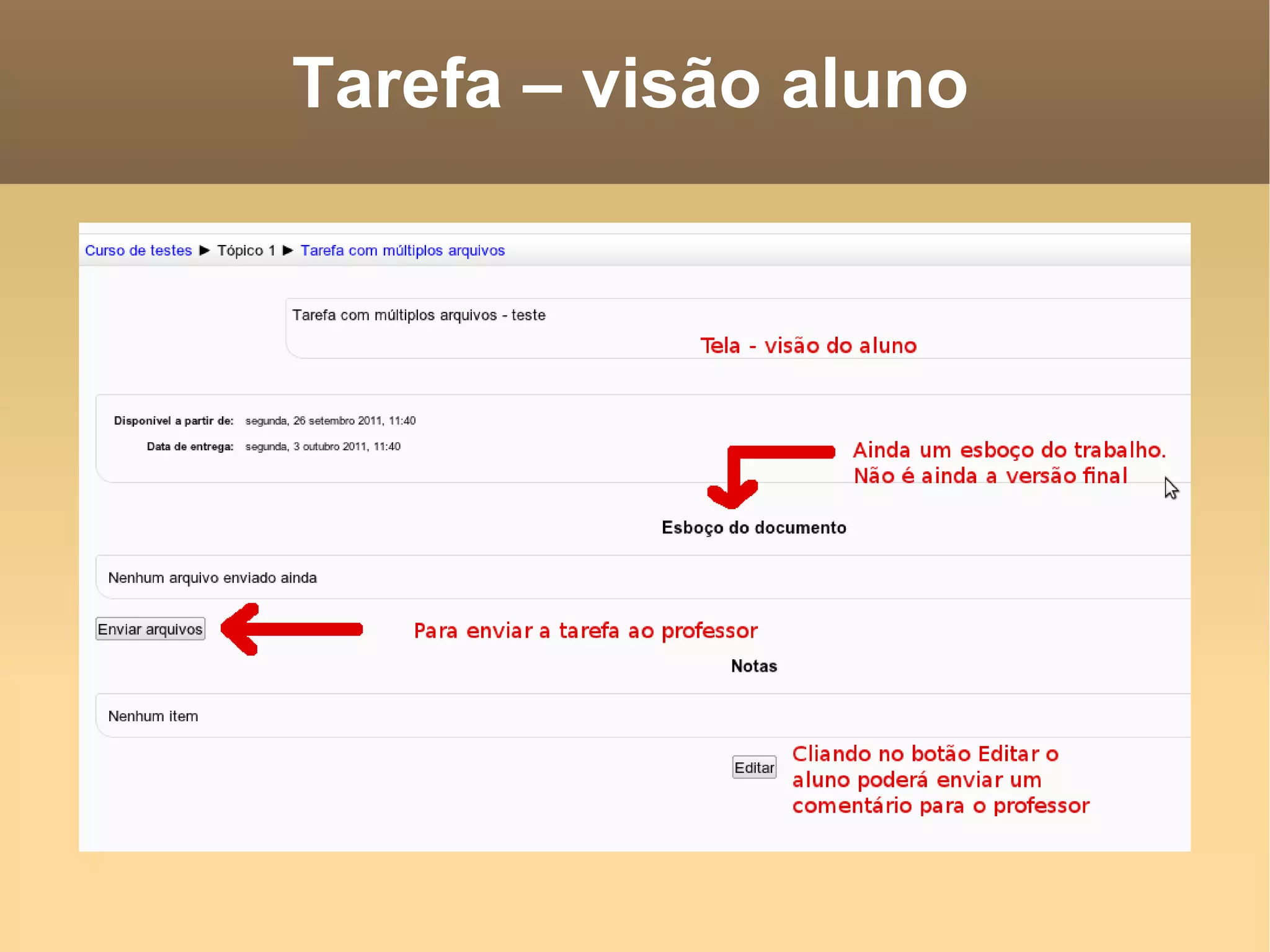 Tarefa – visão aluno 