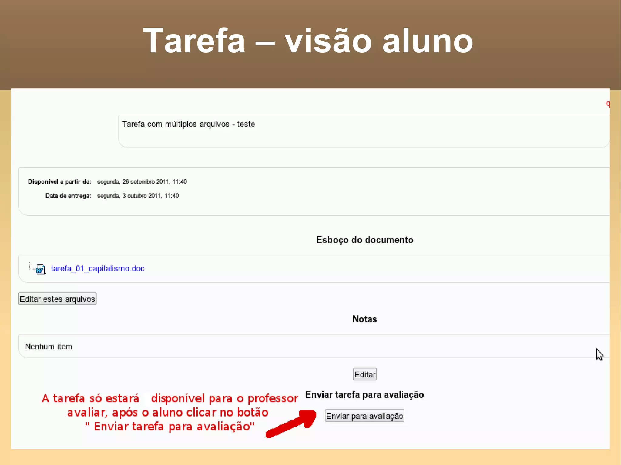 Tarefa – visão aluno 