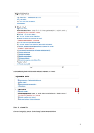 Si volvemos a pinchar se vuelven a mostrar todos los temas




Línea de navegación

Para ir navegando por los apartados y cursos del aula virtual




                                                                9
 