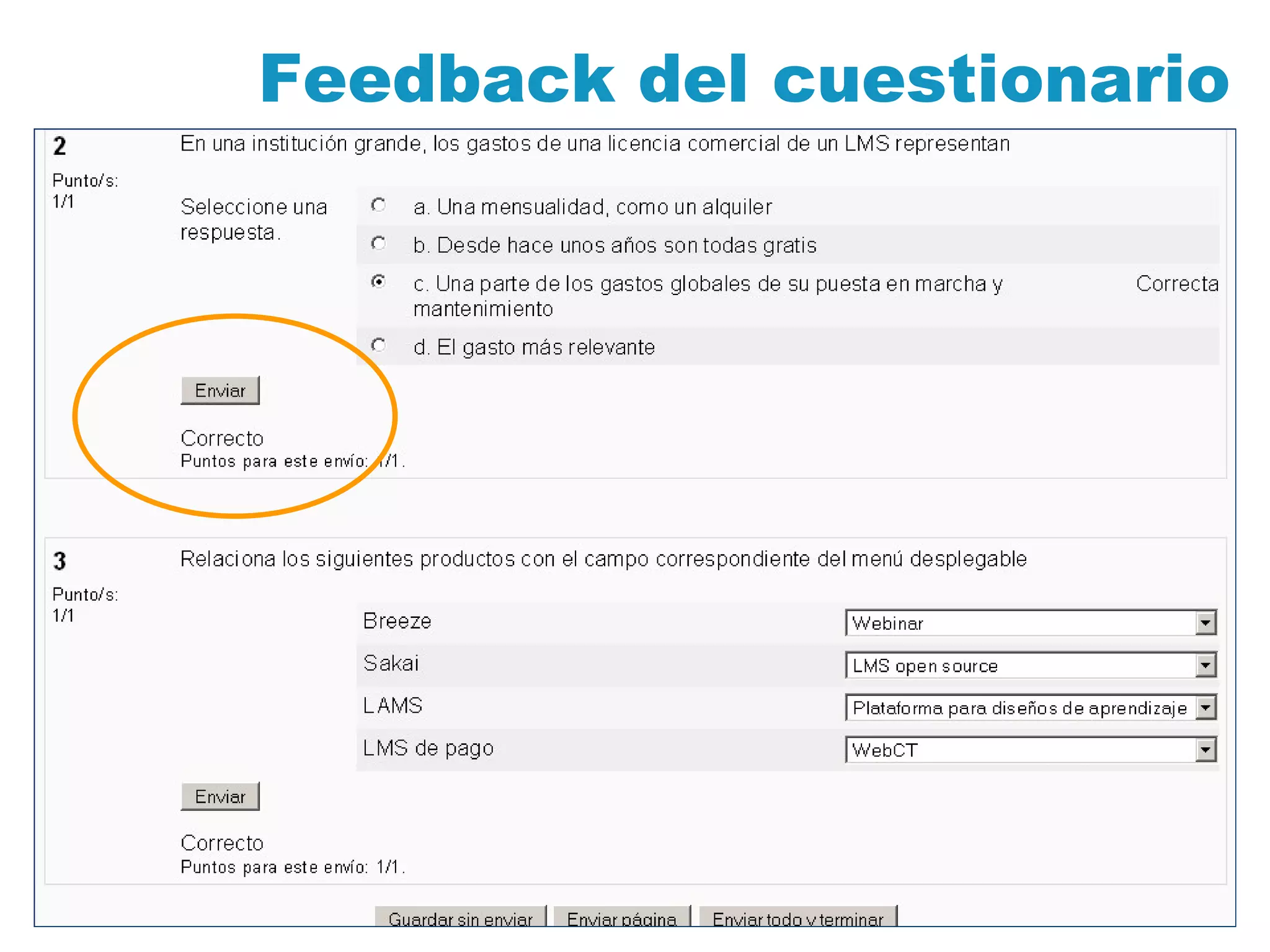Feedback del cuestionario  