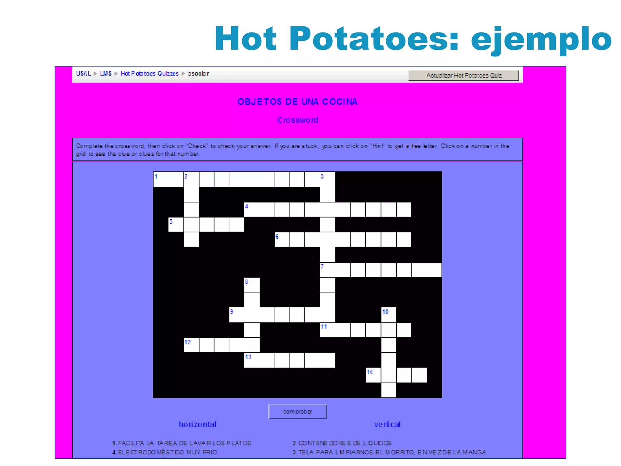 Hot Potatoes: ejemplo 