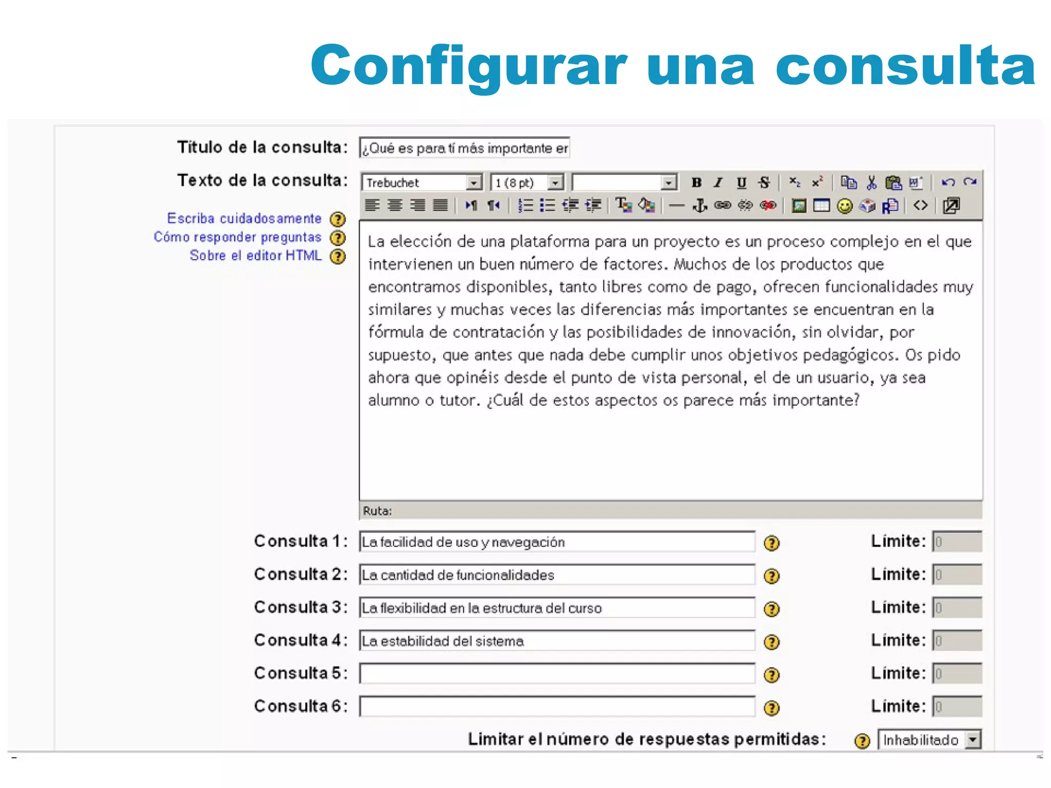 Configurar una consulta 