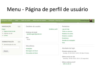 Menu - Página de perfil de usuário
 