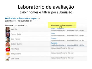 Laboratório de avaliação
Exibir nomes e Filtrar por submissão
 