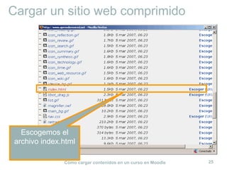 Cargar un sitio web comprimido Escogemos el archivo index.html 
