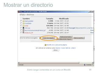 Cómo cargar contenidos en un curso en Moodle 33
Mostrar un directorio
 