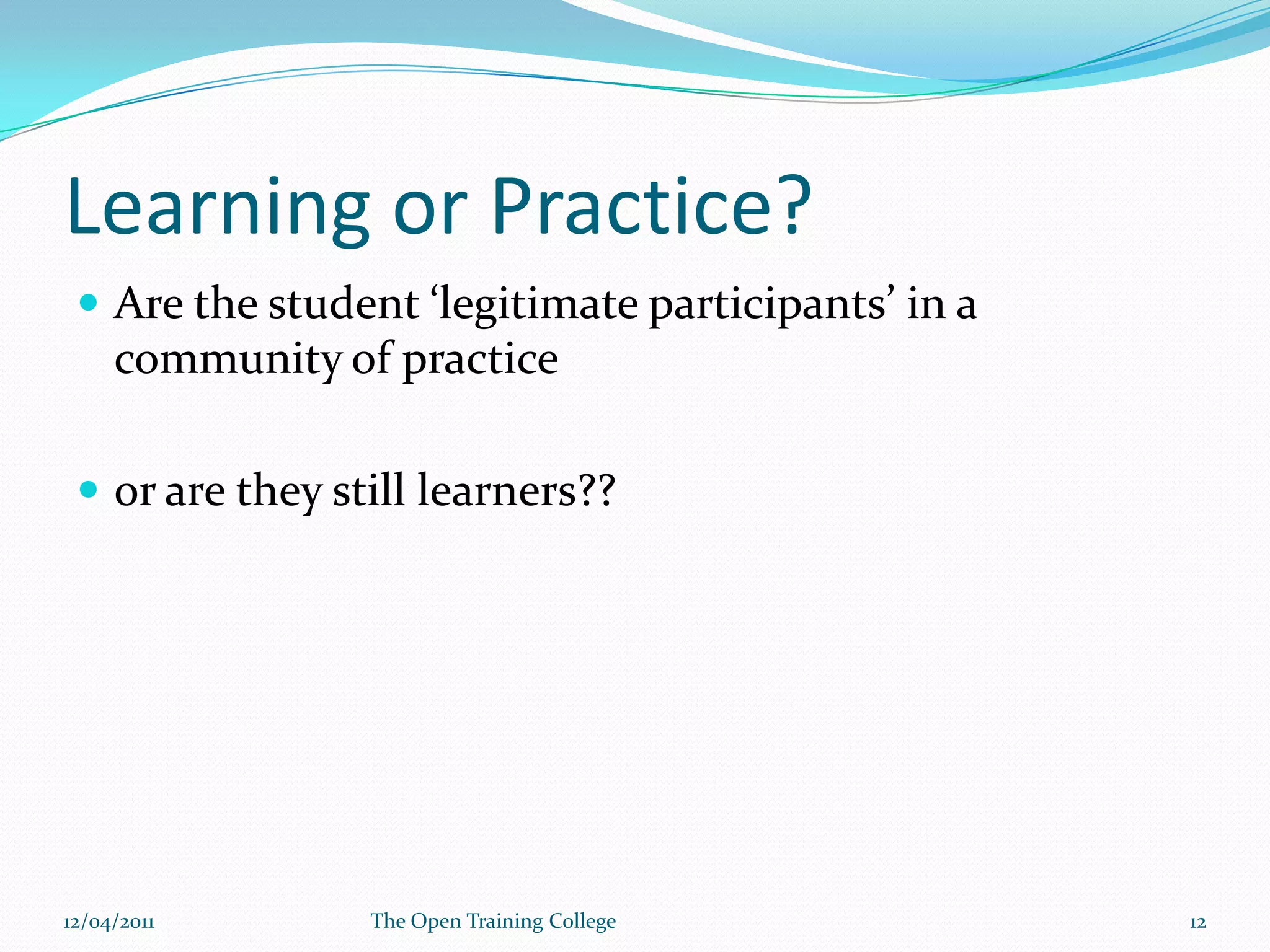 09/03/2011The Open Training College11Allen (2008)