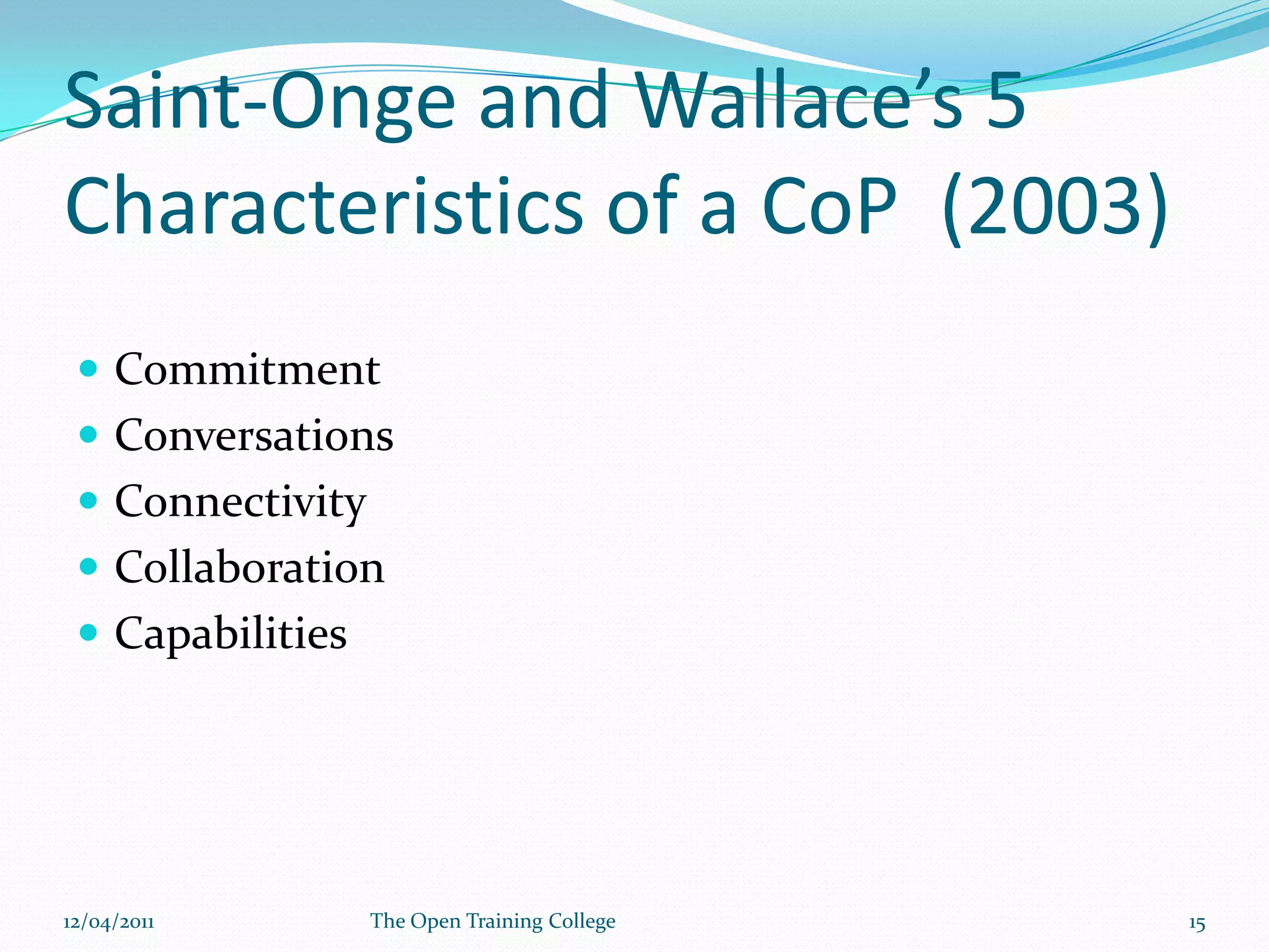 09/03/2011The Open Training College14