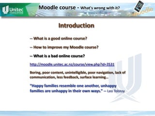 Moodle course - What's wrong with it? 
 