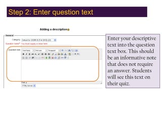 Moodle description quiz question | PPTX