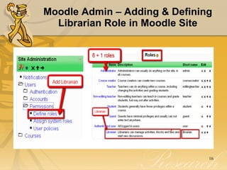 Moodle Admin – Adding & Defining Librarian Role in Moodle Site 
