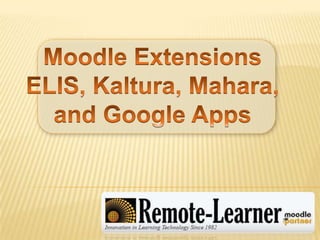 Moodle Extensions ELIS, Kaltura, Mahara, and Google Apps 
