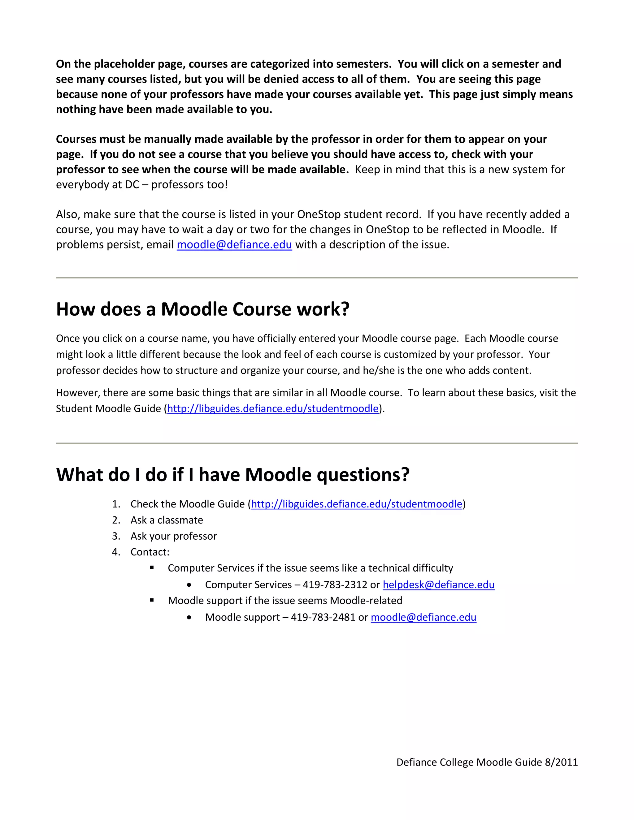Moodle first time use for students PDF