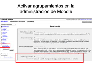 Activar agrupamientos en la administración de Moodle