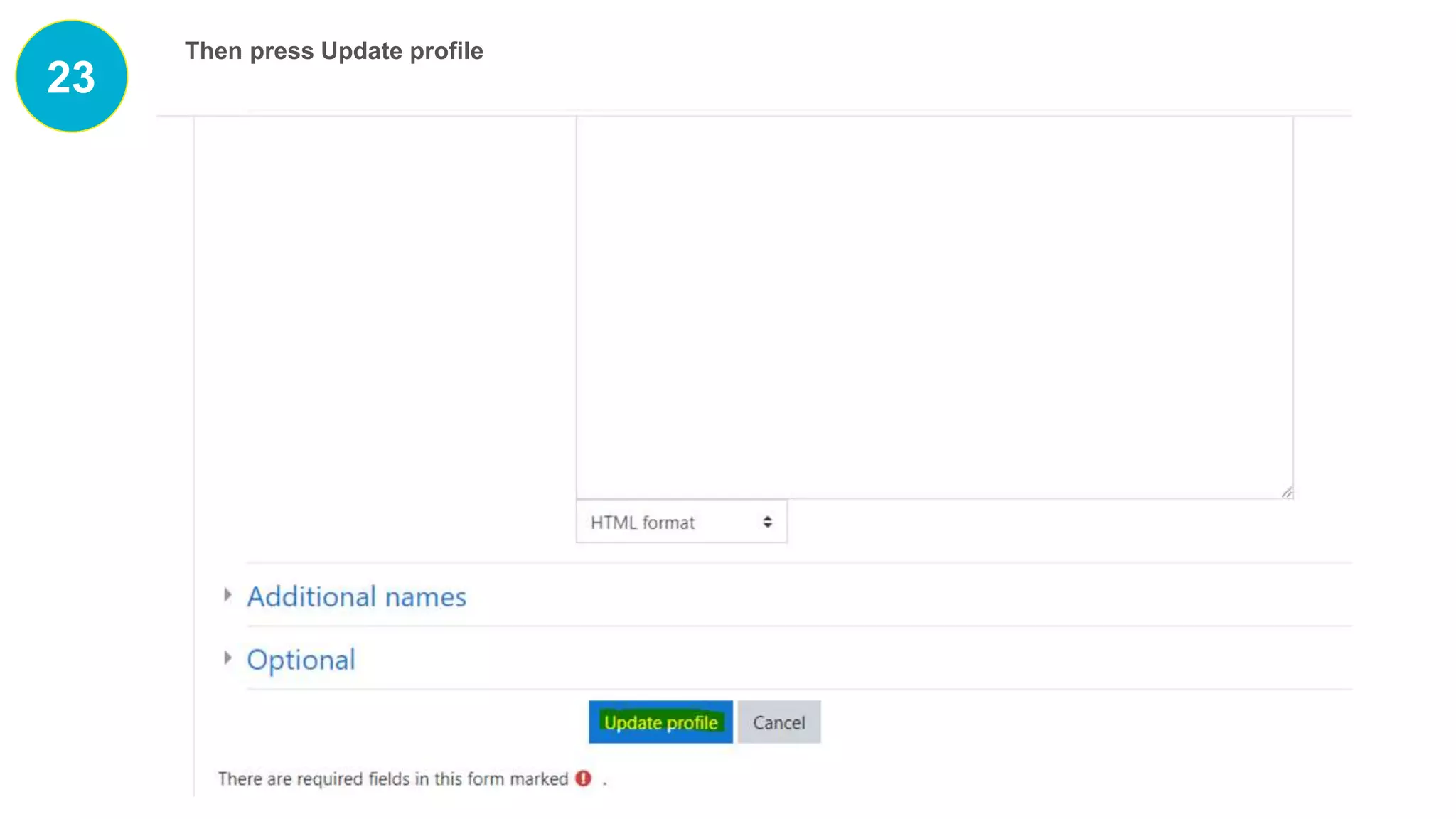 23
Then press Update profile
 