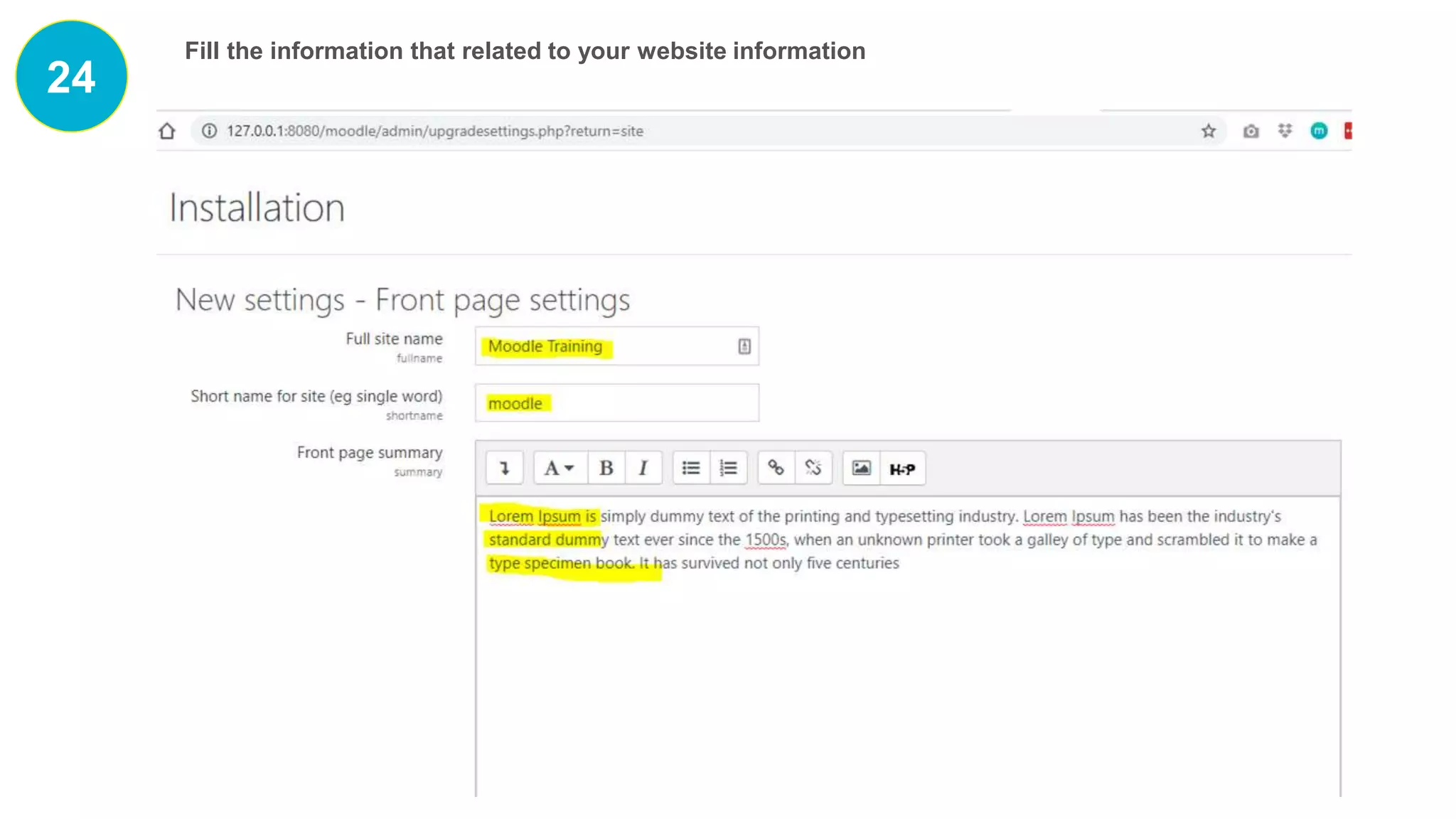 24
Fill the information that related to your website information
 