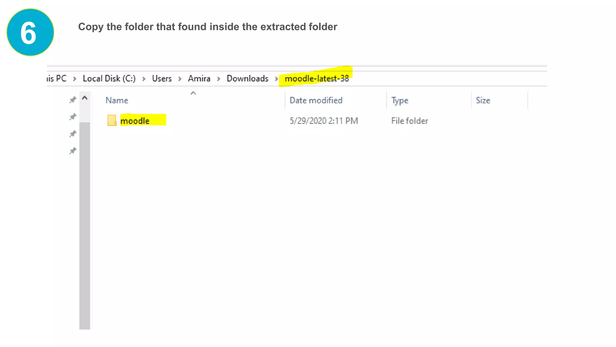 6 Copy the folder that found inside the extracted folder
 