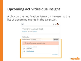Upcoming activities due insight
A click on the notiﬁcation forwards the user to the
list of upcoming events in the calendar.
 