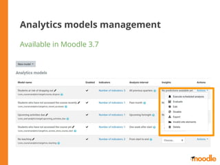 Analytics models management
Available in Moodle 3.7
 