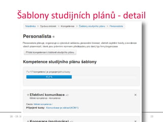 Šablony studijních plánů - detail
18. - 19. 10. 2016 23MoodleMoot.cz 2016
 