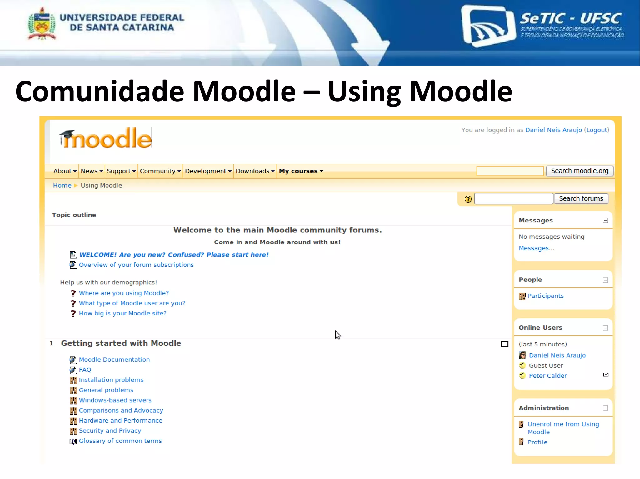 Comunidade Moodle – Using Moodle 