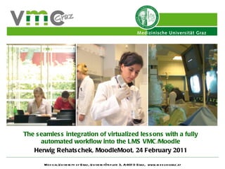 The seamless integration of virtualized lessons with a fully automated workflow into the LMS VMC/Moodle Herwig Rehatschek, MoodleMoot, 24 February 2011 