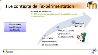 I Le contexte de l’expérimentation
Un contexte
académique
particulier
 