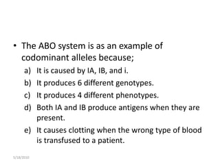 Codom Sixes Moodle multiple alleles_codom | PPTX