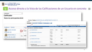 62
Acceso directo a la Vista de las Calificaciones de un Usuario en concretob
 