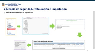 72
2.6 Copia de Seguridad, restauración e importación
¿Cómo se crea una copia de Seguridad?
 