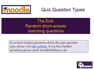 Moodle random short answer matching quiz question | PPTX