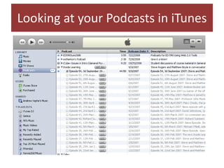 Looking at your Podcasts in iTunes
 