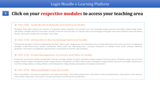 Login Moodle e-Learning Platform
Click on your respective modules to access your teaching area5
 