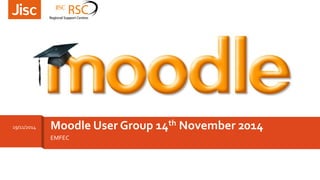 19/11/2014 Moodle User Group 14th November 2014 
EMFEC 
To add a background image to this slide; drag a picture to the 
placeholder below, or click the icon in the centre of the 
placeholder to browse for and add an image. Once added, the 
image can be cropped, resized or repositioned to suit. 
 