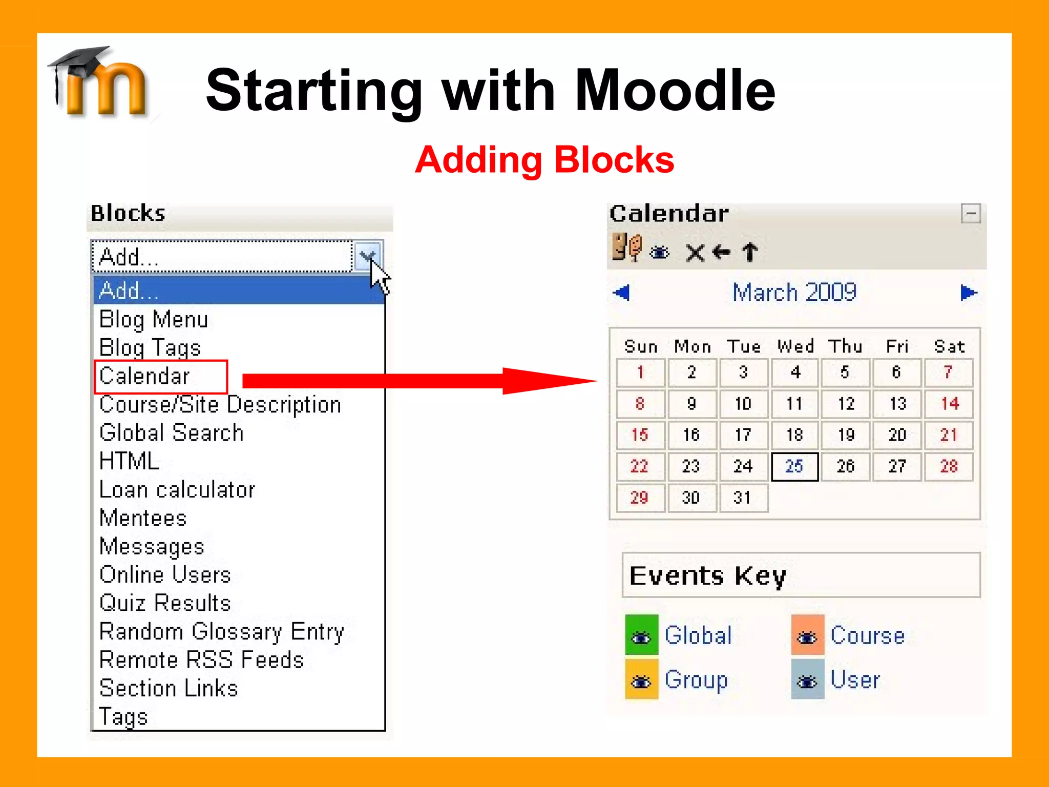 Adding Blocks Starting with Moodle 