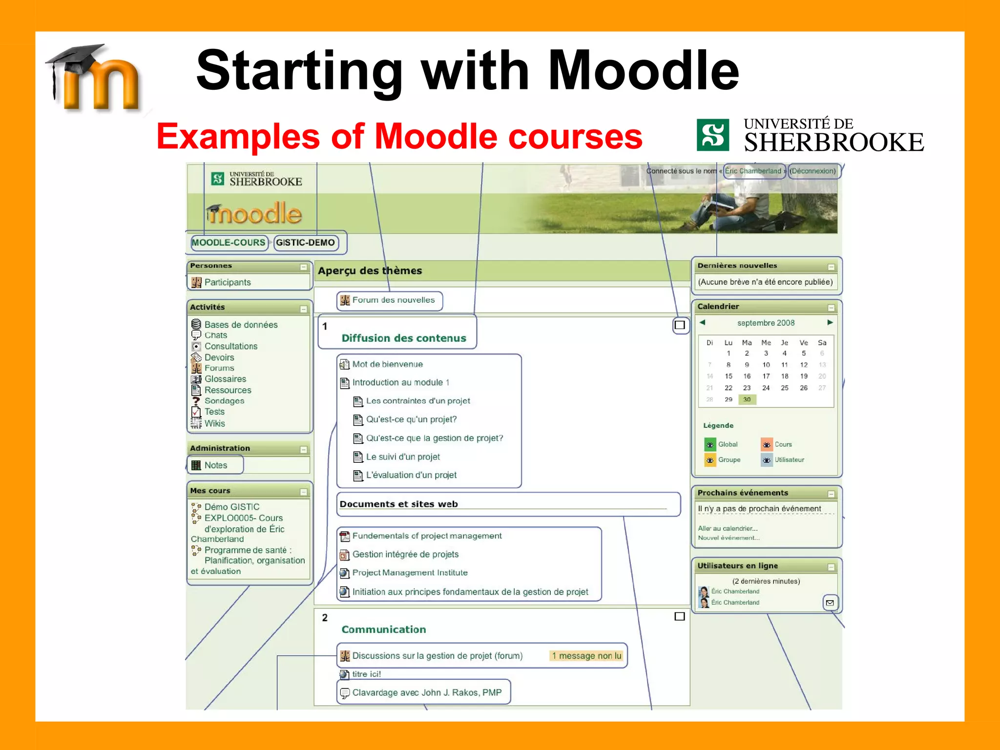Examples of Moodle courses Starting with Moodle 