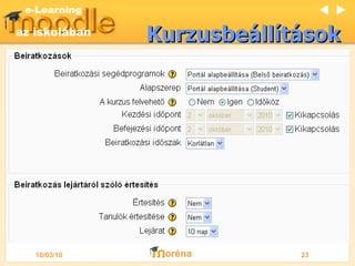 Kurzusbeállítások   
