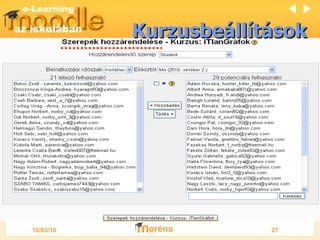 Kurzusbeállítások   