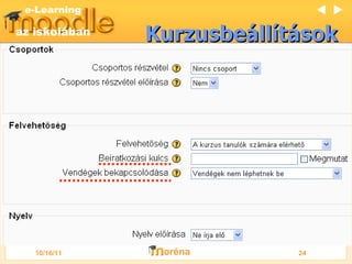 Kurzusbeállítások   