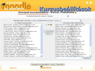 Kurzusbeállítások   