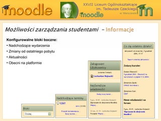 Konfigurowalne bloki boczne: Nadchodzące wydarzenia Zmiany od ostatniego pobytu Aktualności Obecni na platformie 