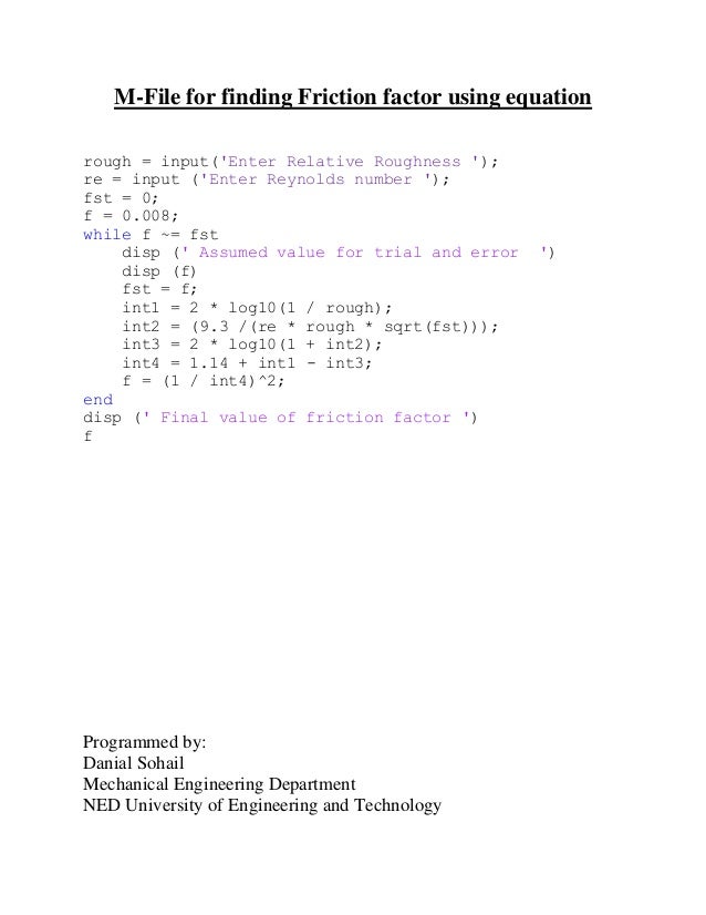 Moody Chart For Friction Factor