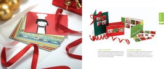 occasions
occasions




38                                                                                                                                  39




            « Year-round gifts                                             Easy gift-wrapping
            There’s nothing like receiving stationery made just for you.   For fast, fun gift wrapping, StickerBooks are perfect!
            Make a mixed pack of Postcards or Greeting Cards to give       Choose up to 90 different stickers using your own
            as a gift, and ensure your friends are never stuck without     photography or MOO’s designs. They arrive in a
            an occasional card again! Use your own photography, or         handy little book, so they wont get lost, and add an
            choose a selection of MOO designs.                             impressive finishing touch. (Good for envelopes too!)
 