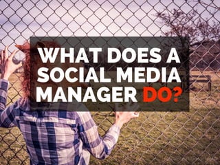 WHAT DOES A
SOCIAL MEDIA
MANAGER DO?
Content by Madison Slinker
 